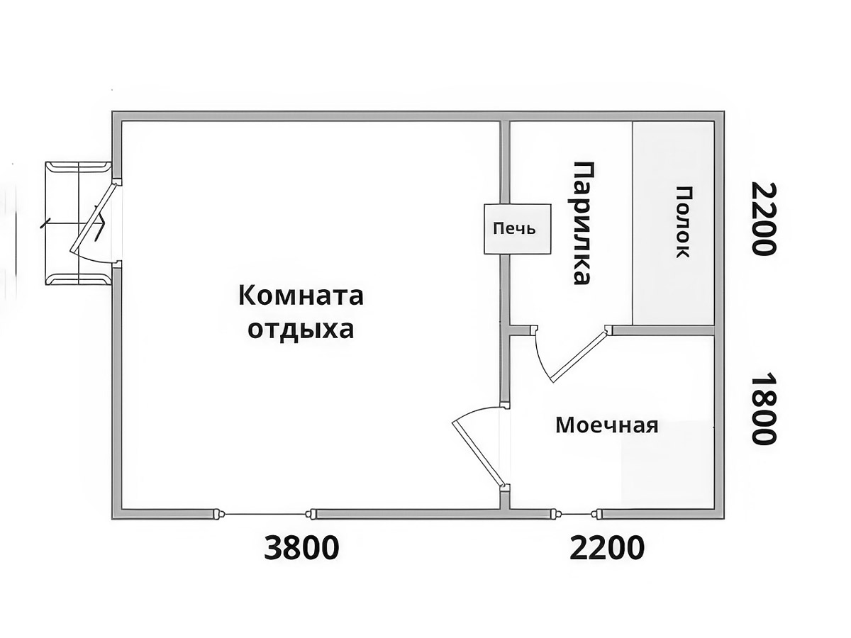 Баня 4х6 из бруса 150х150 - планировка