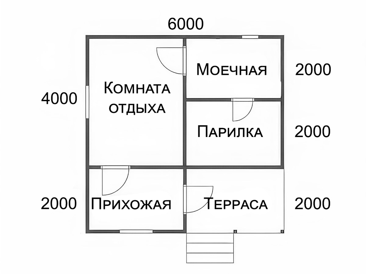 Баня 6х6 из бруса 150х150 - планировка